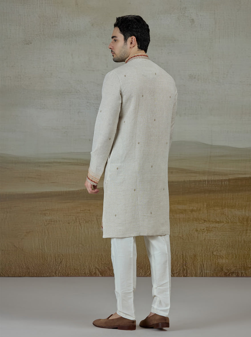 Beige Printed Kurta Pajama | TULA