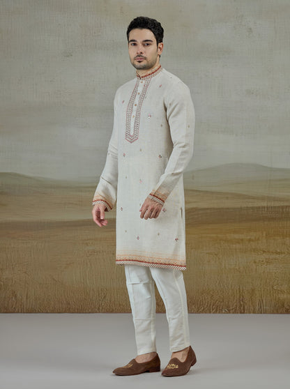 Beige Printed Kurta Pajama | TULA