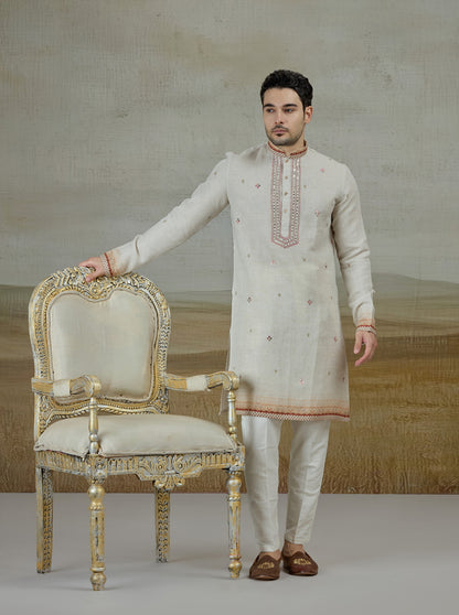 Beige Printed Kurta Pajama | TULA