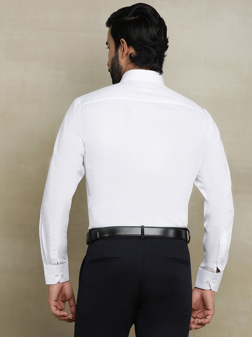 White Dobby Regular Fit Formal Shirt | JadeBlue