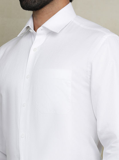 White Dobby Regular Fit Formal Shirt | JadeBlue