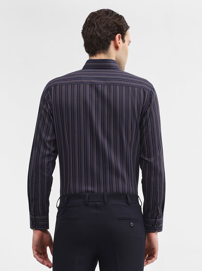 Blue & Maroon Striped Slim Fit Formal Shirt | Greenfibre