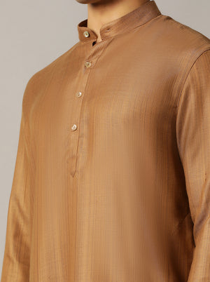 Golden Solid Regular Fit Modi Kurta | JadeBlue