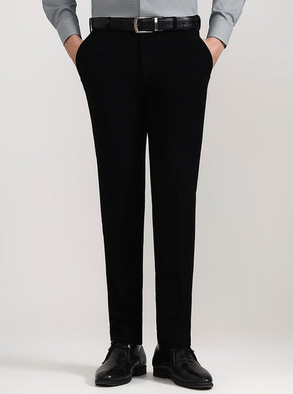 Black Solid Slim Fit Formal Trouser | Wyre