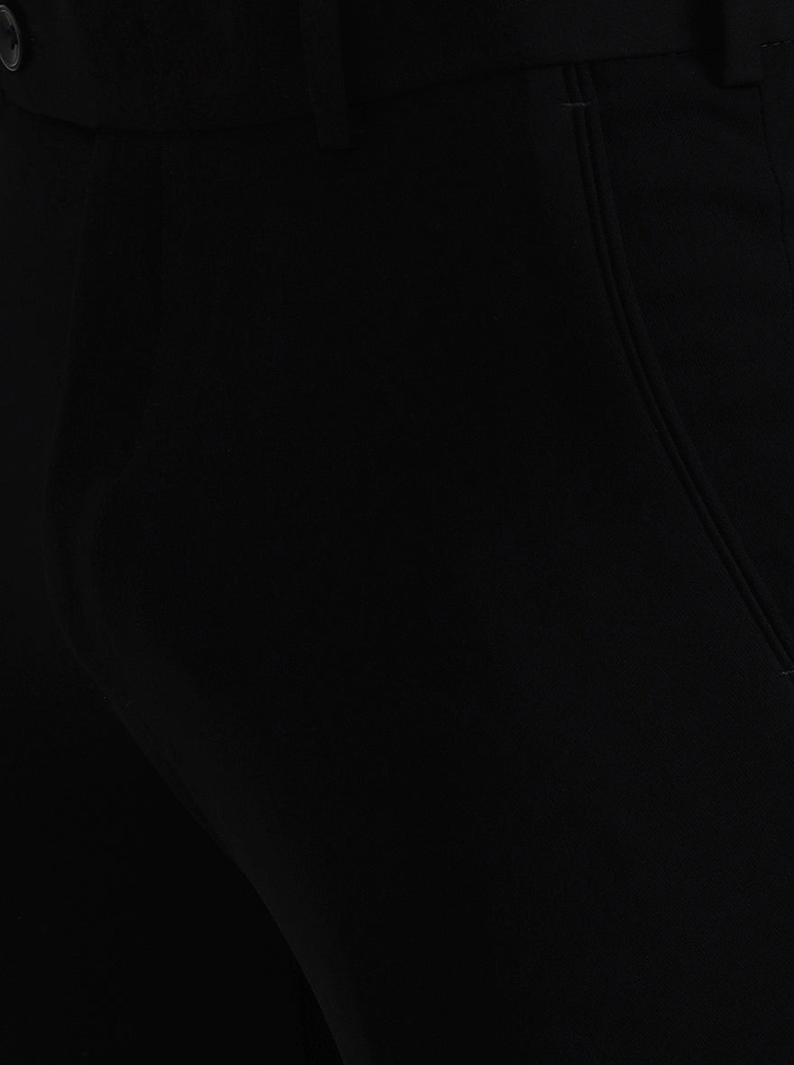 Black Solid Slim Fit Formal Trouser | Wyre
