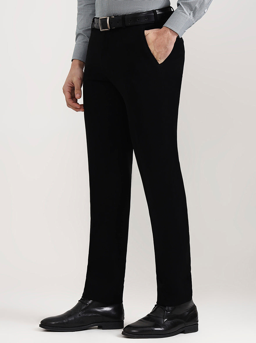 Black Solid Slim Fit Formal Trouser | Wyre