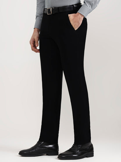Black Solid Slim Fit Formal Trouser | Wyre