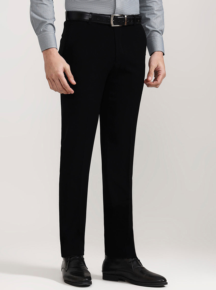 Black Solid Slim Fit Formal Trouser | Wyre
