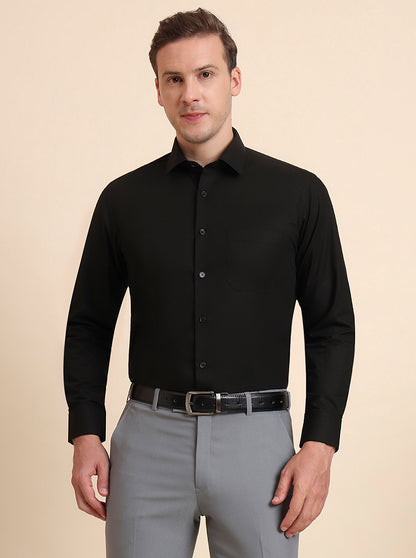Black Solid Slim Fit Formal Shirt | JadeBlue