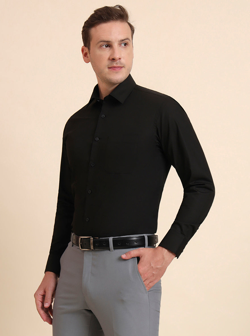 Black Solid Slim Fit Formal Shirt | JadeBlue