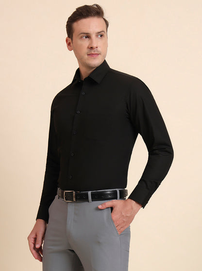 Black Solid Slim Fit Formal Shirt | JadeBlue