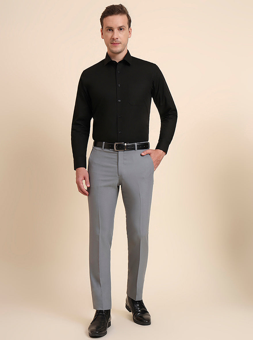 Black Solid Slim Fit Formal Shirt | JadeBlue