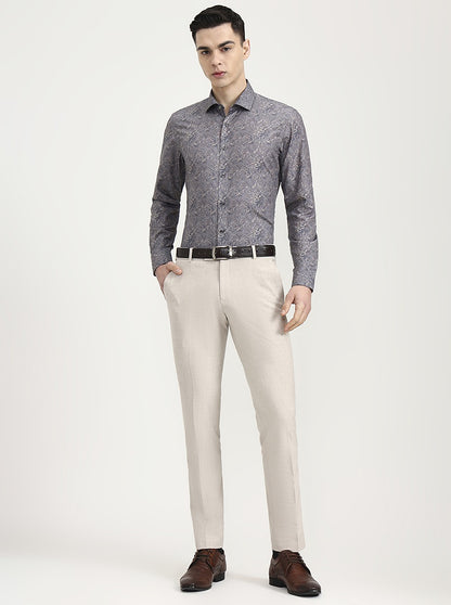 Grey Printed Slim Fit Party Wear Shirt | Wyre