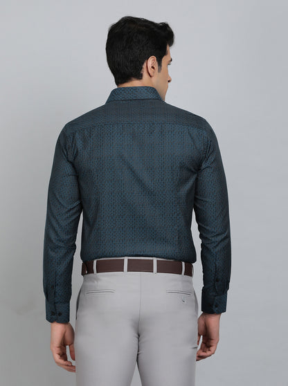Green Printed Slim Fit Formal Shirt | Greenfibre