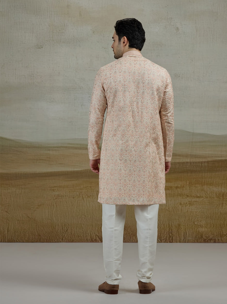 Peach Embroidered Kurta Pajama | TULA
