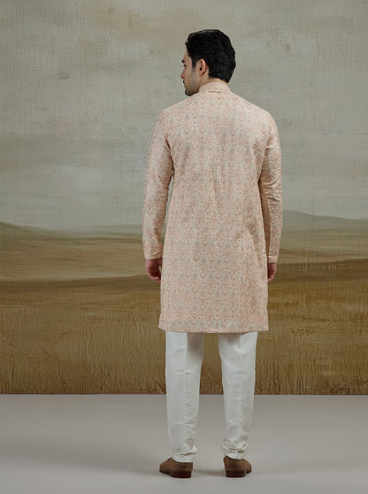 Peach Embroidered Kurta Pajama | TULA