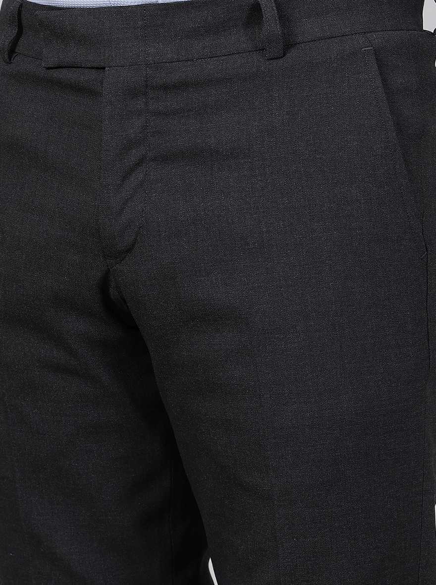 Black Solid Super Slim Fit Formal Trouser | JadeBlue Youth