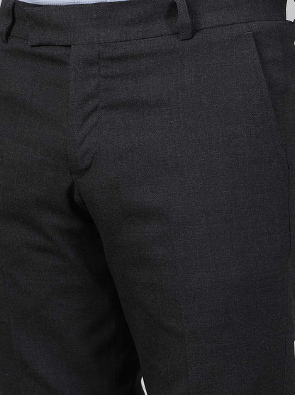 Black Solid Super Slim Fit Formal Trouser | JadeBlue Youth