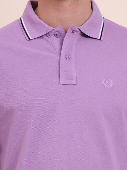 Lavender Solid Slim Fit Polo T-Shirt | Greenfibre