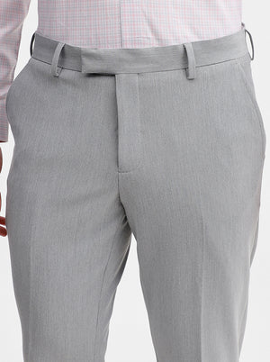 Light Grey Solid Super Slim Fit Formal Trouser | JadeBlue Youth