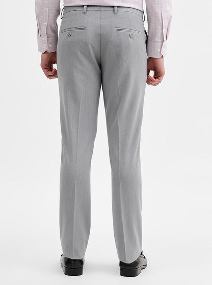 Light Grey Solid Super Slim Fit Formal Trouser | JadeBlue Youth