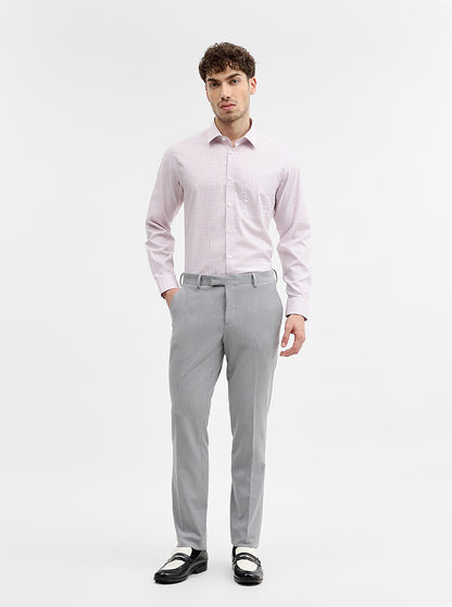 Light Grey Solid Super Slim Fit Formal Trouser | JadeBlue Youth