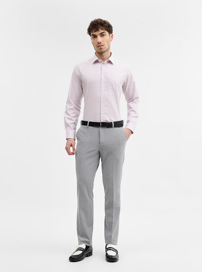 Light Grey Solid Super Slim Fit Formal Trouser | JadeBlue Youth
