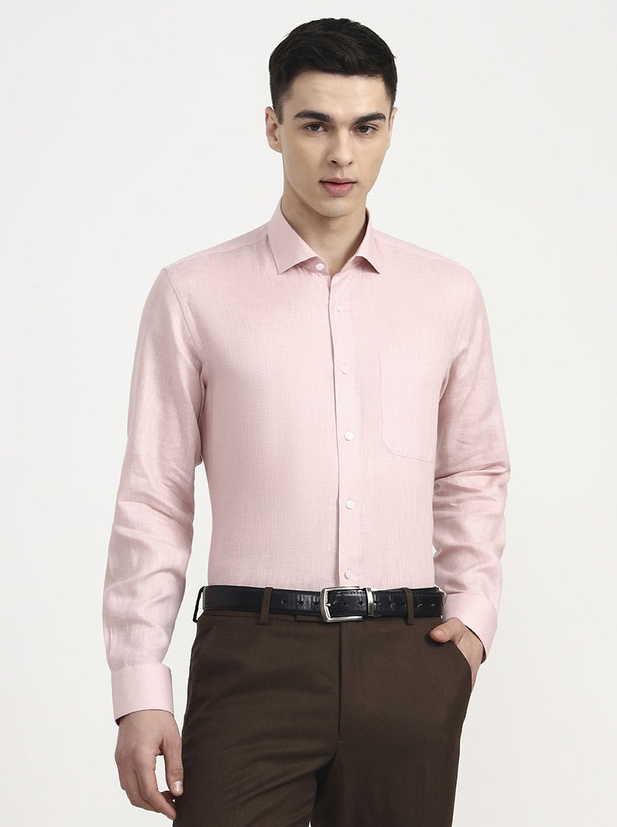 Onion Pink Solid Slim Fit Formal Shirt | JadeBlue