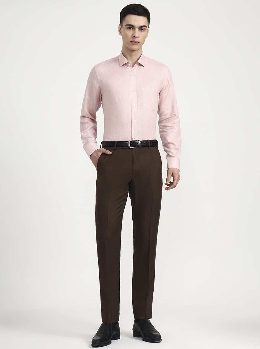 Onion Pink Solid Slim Fit Formal Shirt | JadeBlue