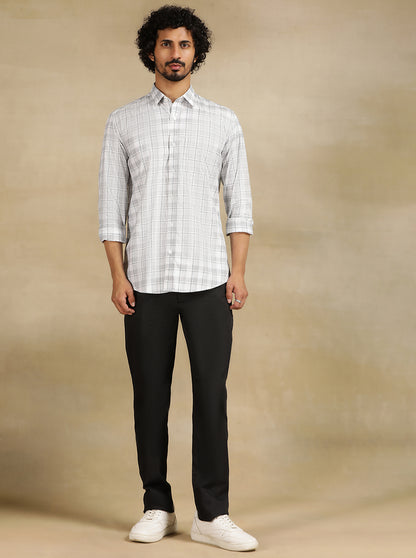 White Checked Tailored Fit Semi Casual Shirt | JadeBlue