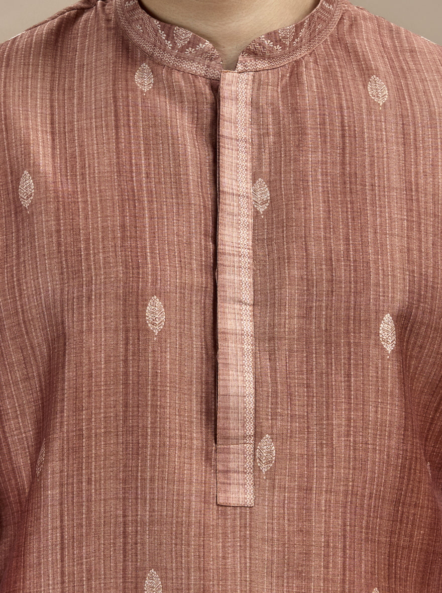 Brown Self Design Kurta Pajama | Virasana