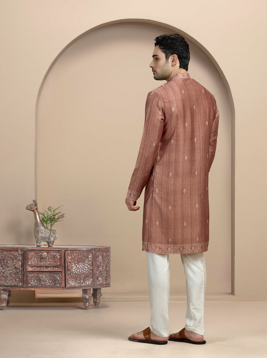 Brown Self Design Kurta Pajama | Virasana