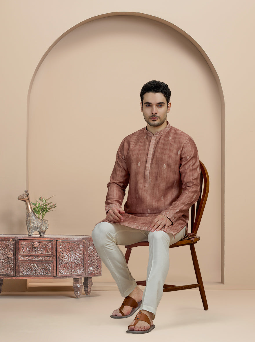 Brown Self Design Kurta Pajama | Virasana