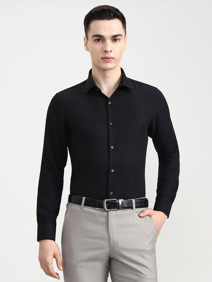 Black Solid Slim Fit Party Wear Shirt | Wyre