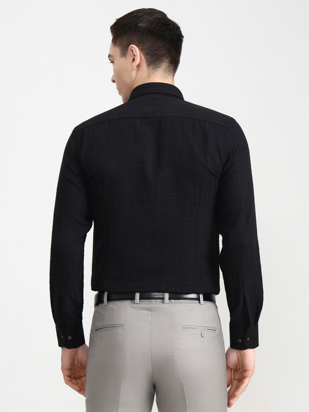 Black Solid Slim Fit Party Wear Shirt | Wyre