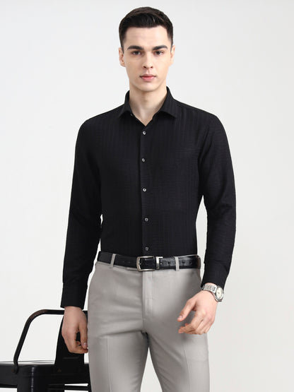 Black Solid Slim Fit Party Wear Shirt | Wyre