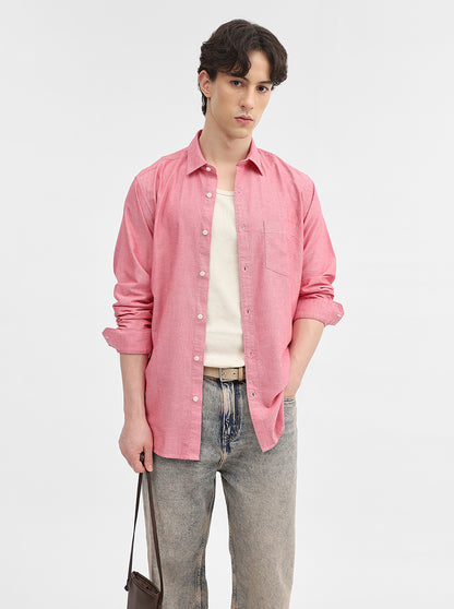 Red Solid Slim Fit Casual Shirt | JadeBlue