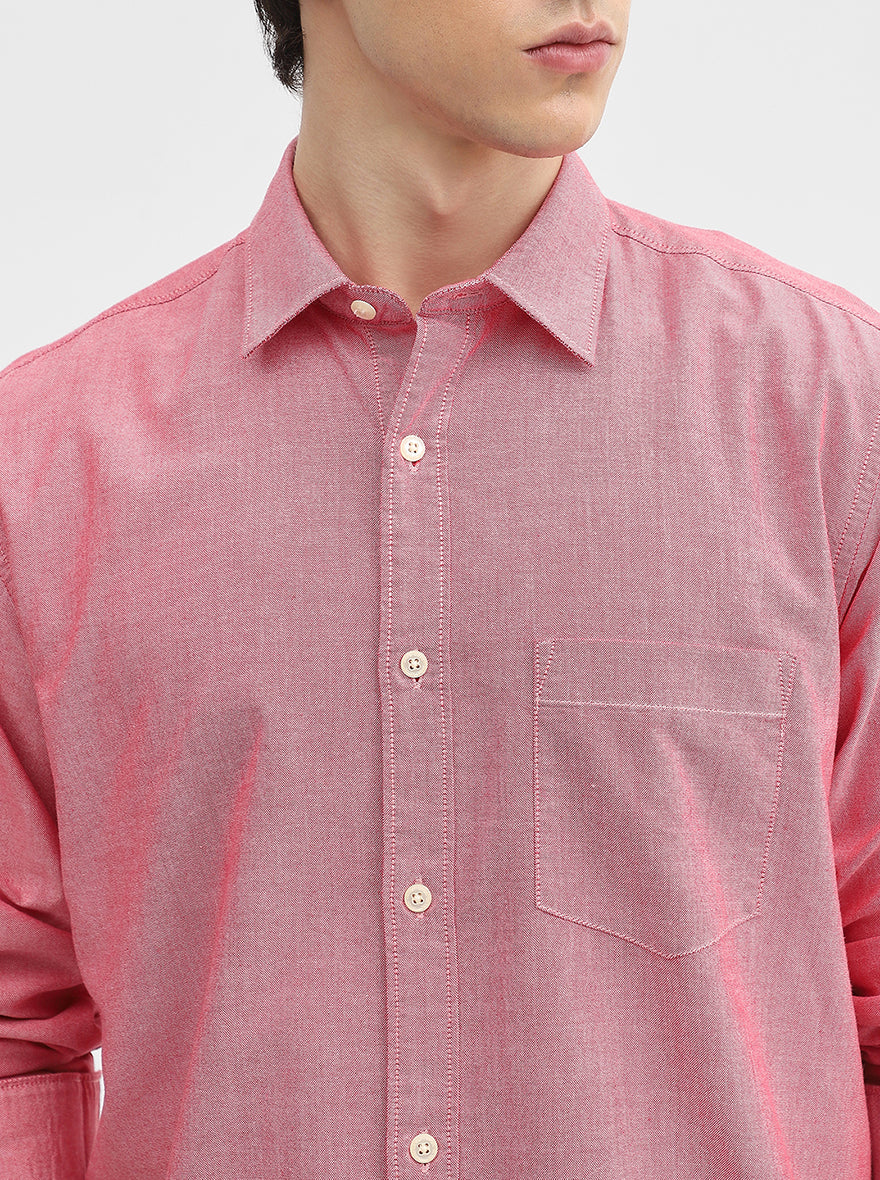 Red Solid Slim Fit Casual Shirt | JadeBlue