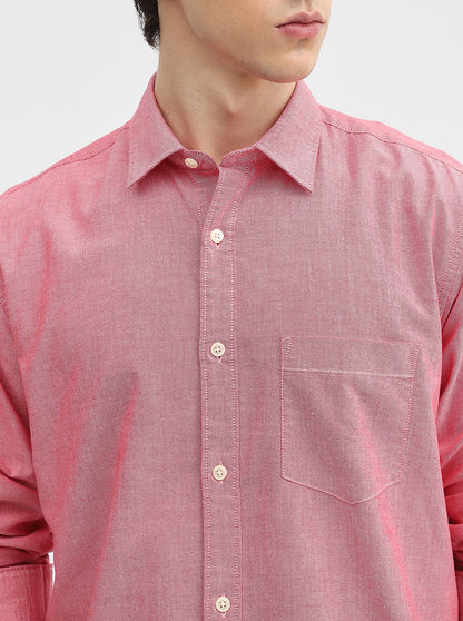 Red Solid Slim Fit Casual Shirt | JadeBlue