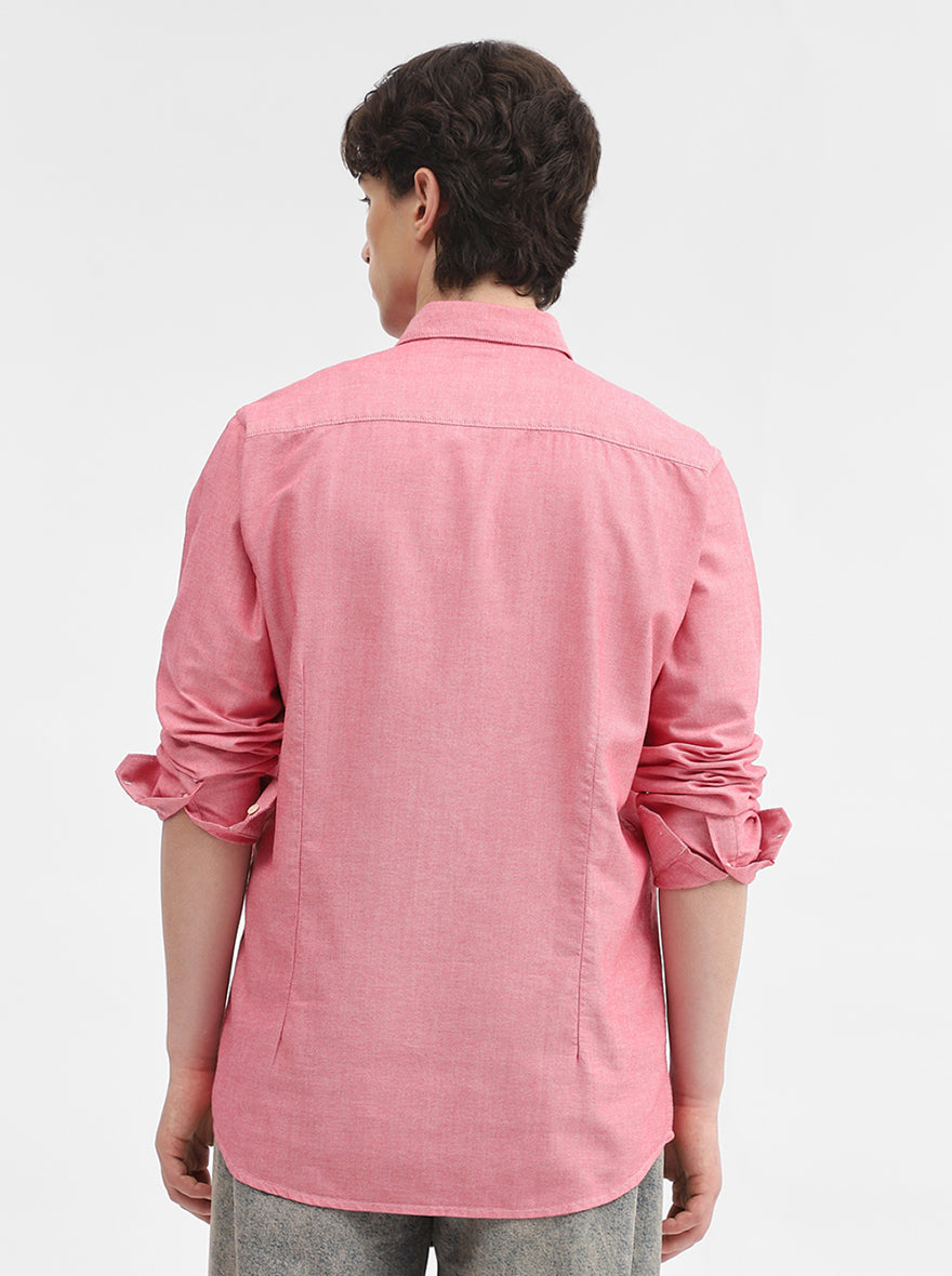 Red Solid Slim Fit Casual Shirt | JadeBlue