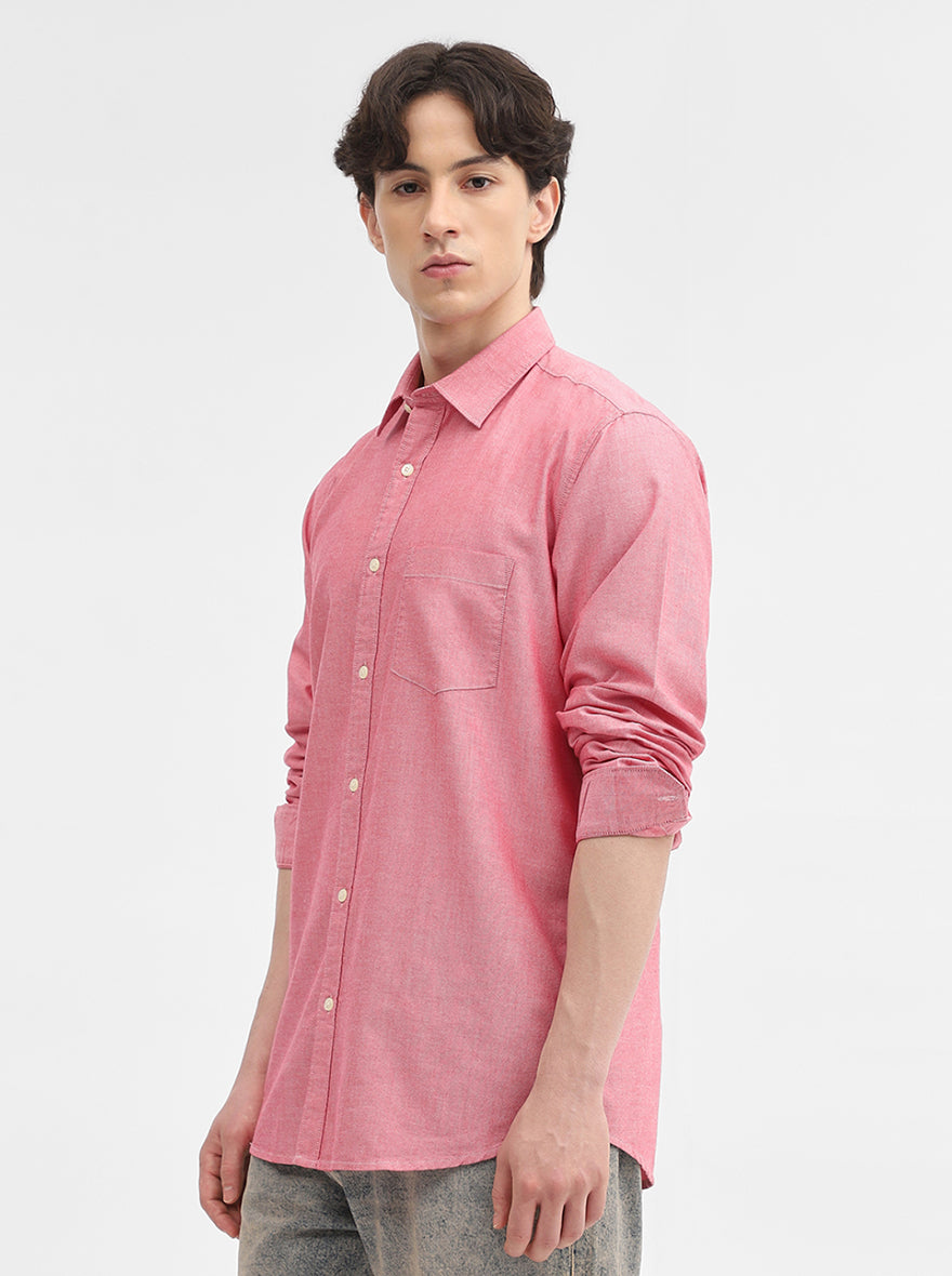 Red Solid Slim Fit Casual Shirt | JadeBlue