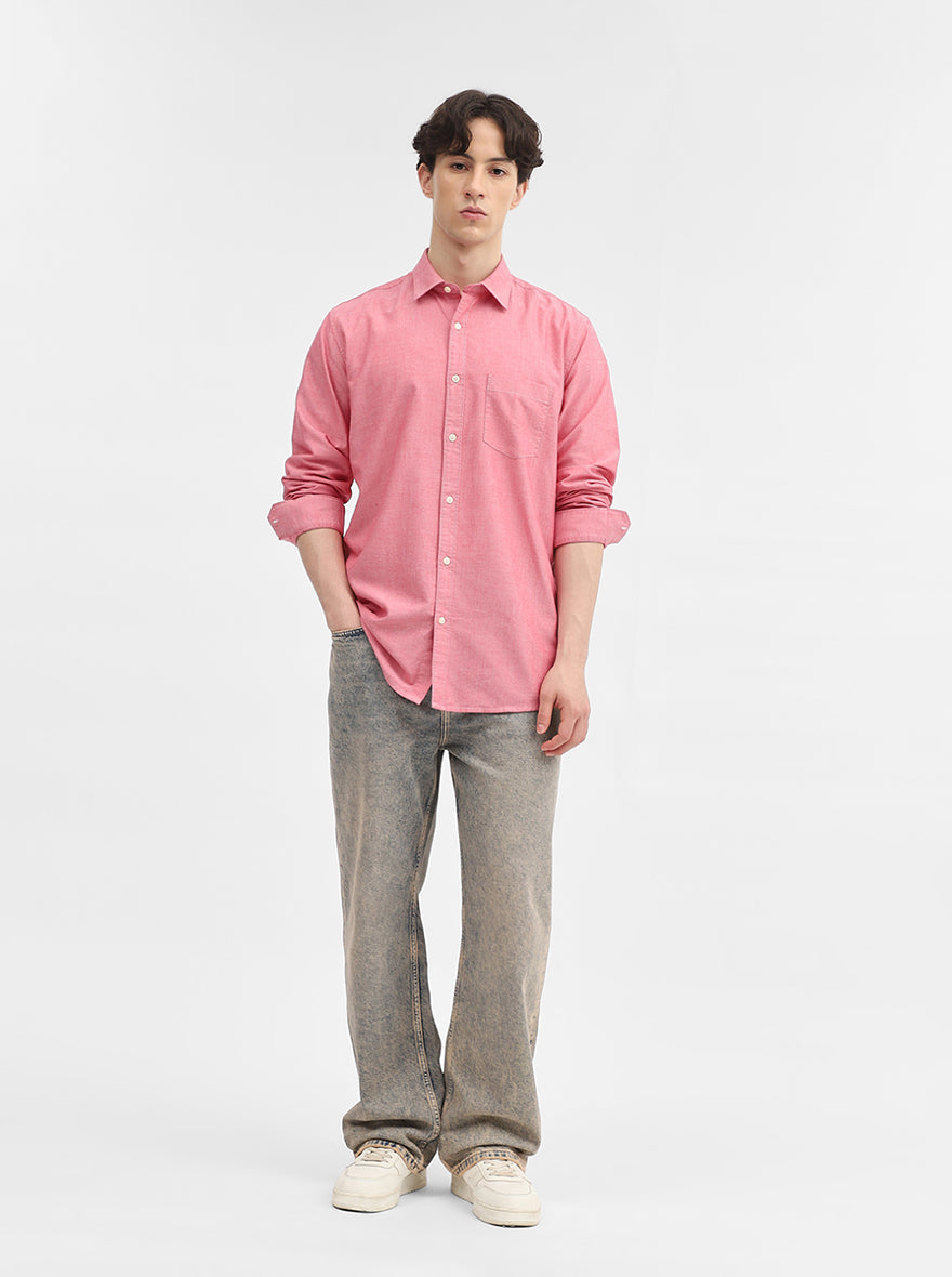 Red Solid Slim Fit Casual Shirt | JadeBlue