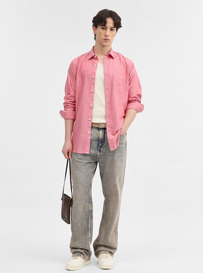 Red Solid Slim Fit Casual Shirt | JadeBlue