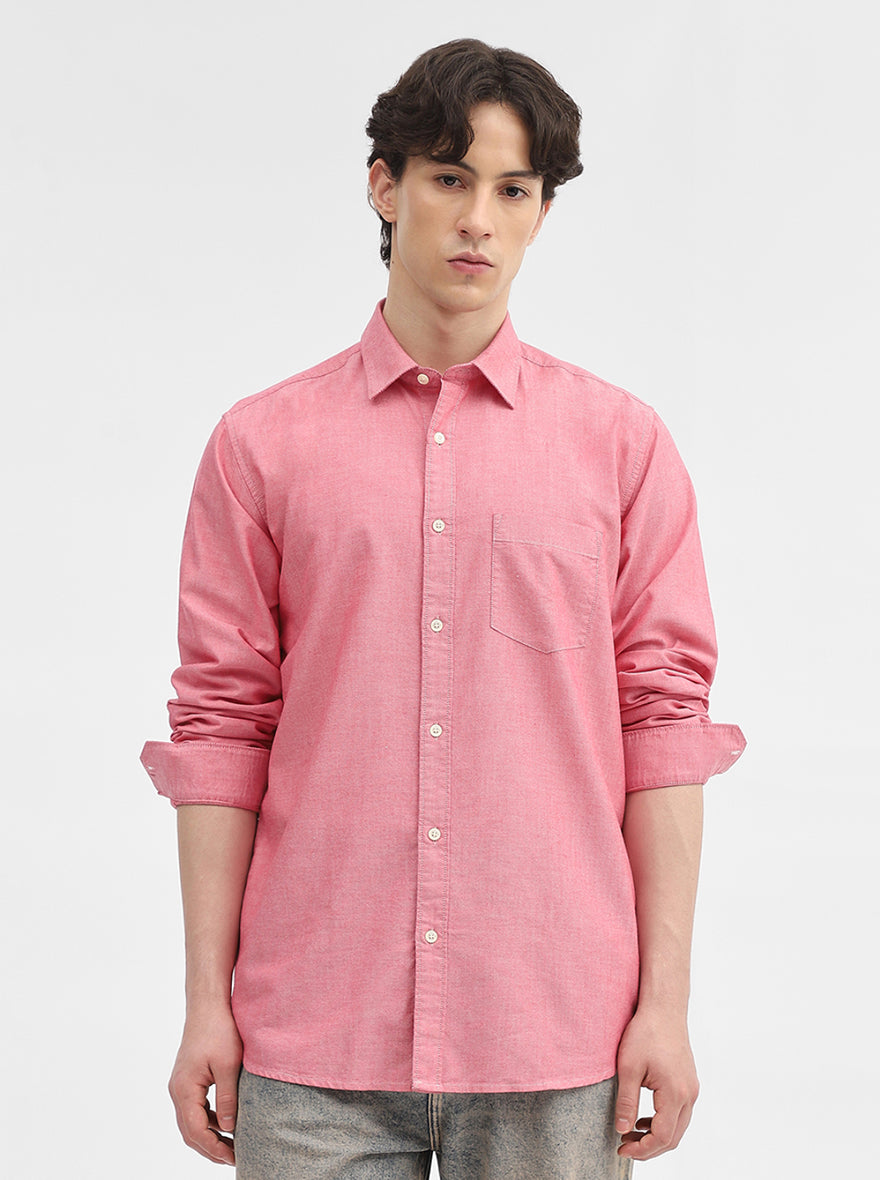 Red Solid Slim Fit Casual Shirt | JadeBlue