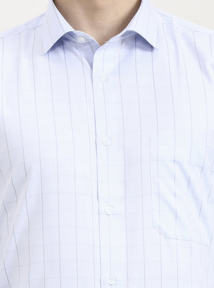 Blue Checked Regular Fit Formal Shirt | Greenfibre