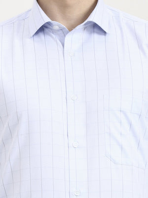 Blue Checked Regular Fit Formal Shirt | Greenfibre