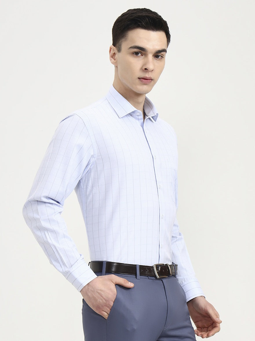 Blue Checked Regular Fit Formal Shirt | Greenfibre