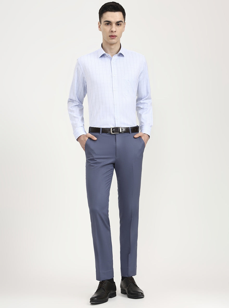 Blue Checked Regular Fit Formal Shirt | Greenfibre