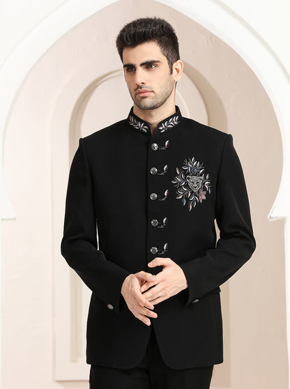 Black Embroidered Jodhpuri Suit | TULA