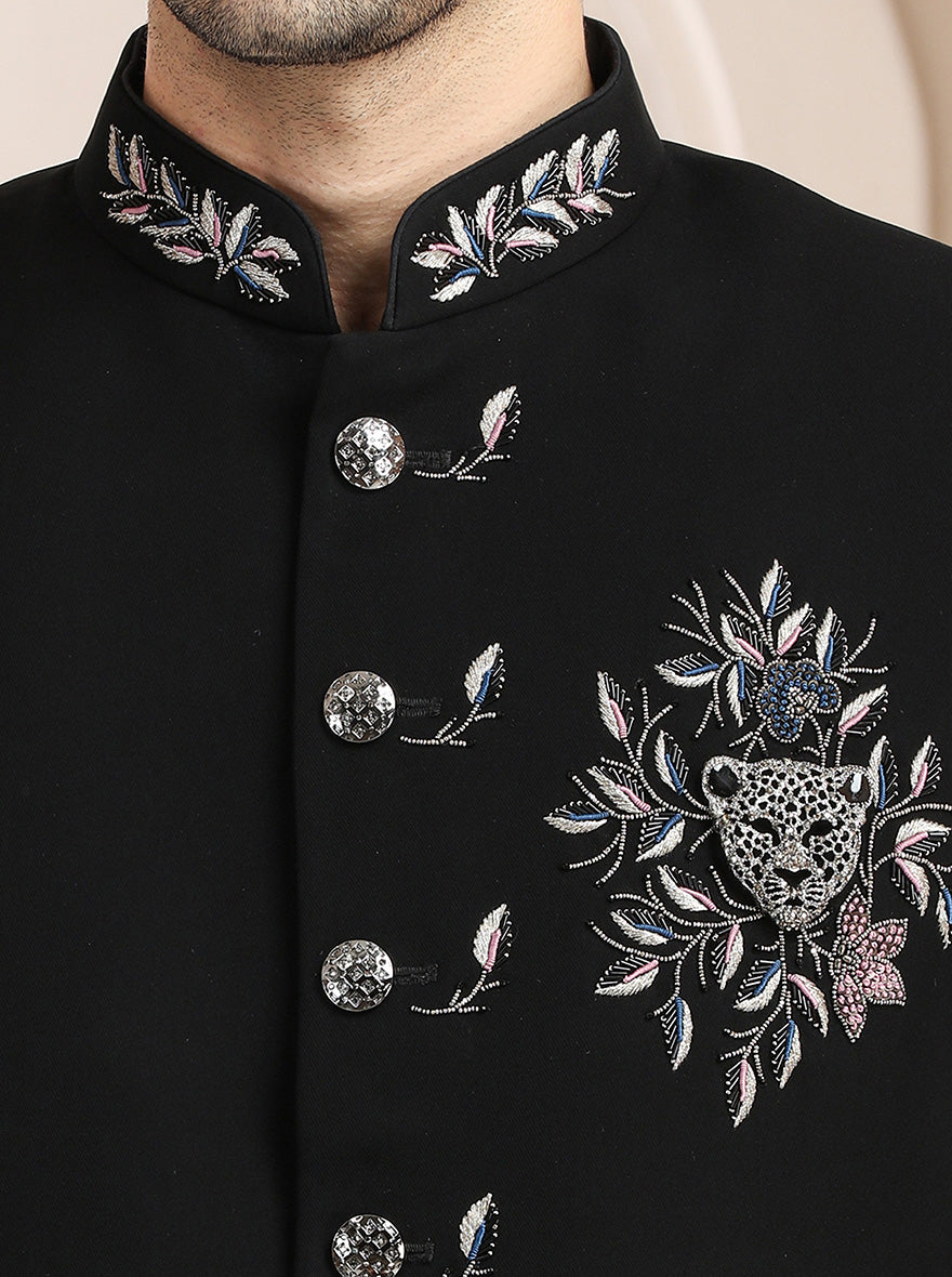 Black Embroidered Jodhpuri Suit | TULA
